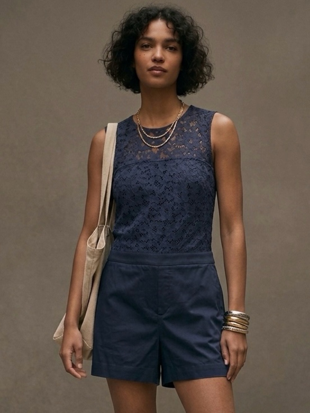 Club Monaco Navy Blue Lace Cutout Back Romper Size 10